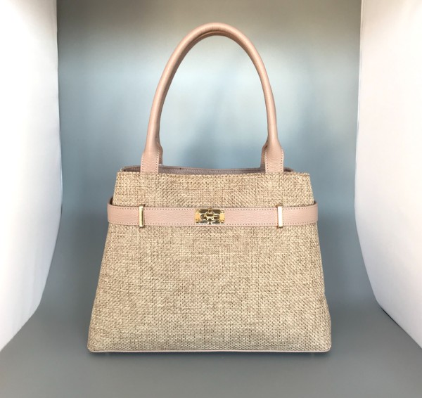 Große Handtasche im Leder-Textil-Mix von Massimilianoincas