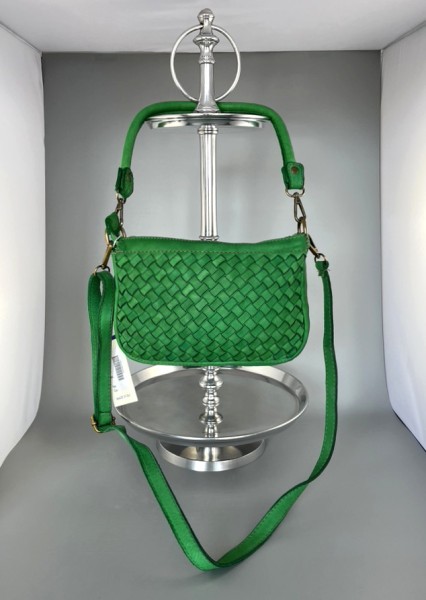 Kleine grüne Vintagetasche aus Wildleder